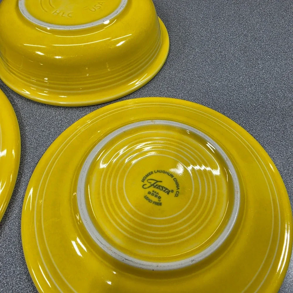 Fiestaware 3 Piece Dinnerware Set Sunflower Yellow Plates and Bowl Excellent